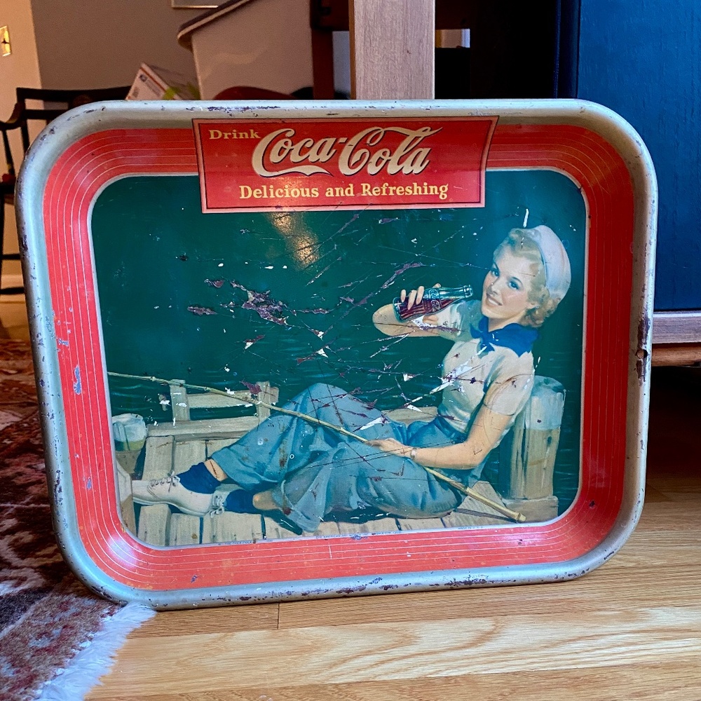 Vintage Original 1940 Coca-Cola Serving Tray "Sailor Girl” 10x13”